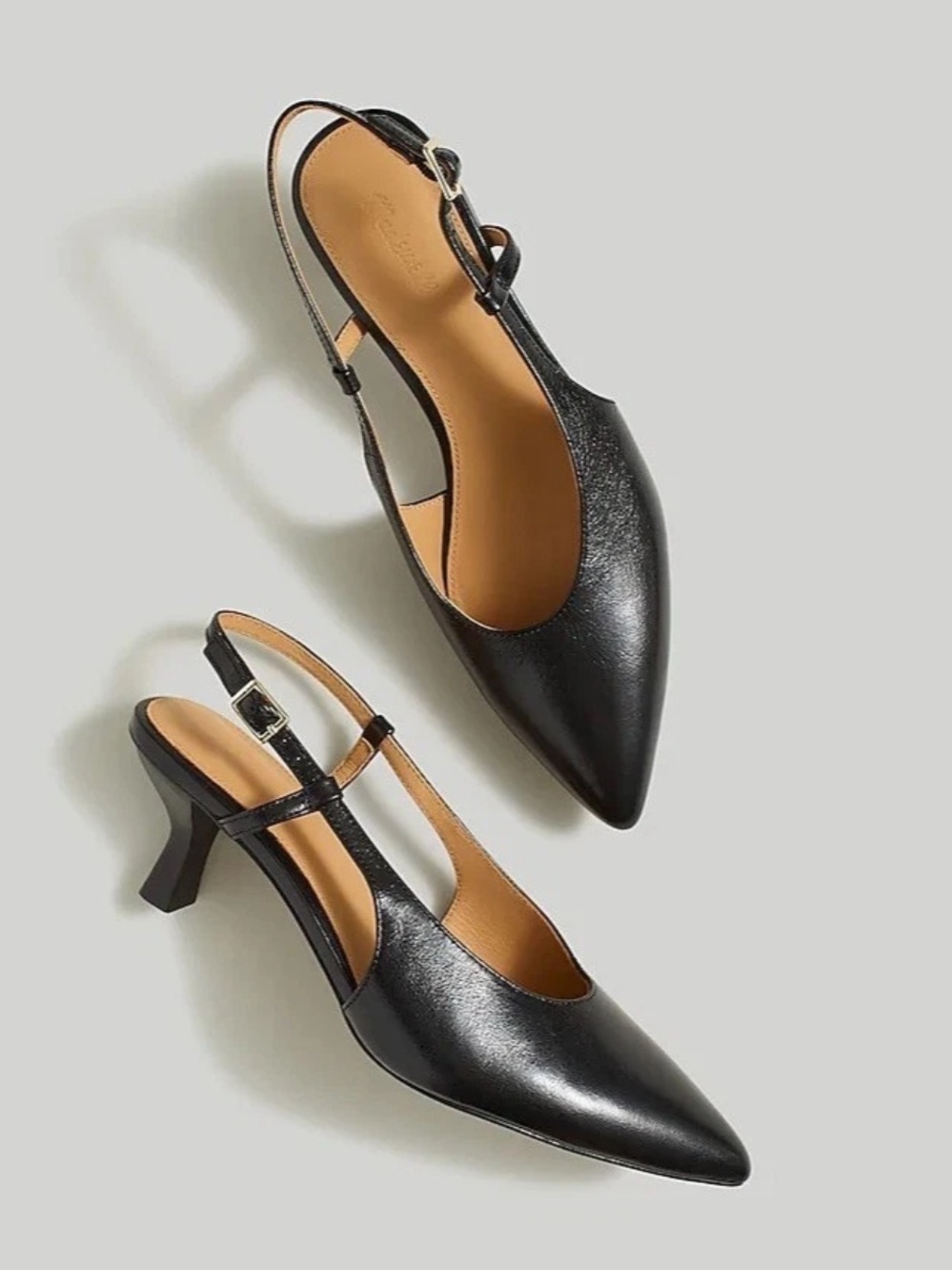 Madewell  size 9.5 the Debbie slingback Black Leather Pointed Slingback Heels